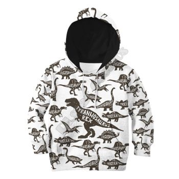 Street White Dinosaurs Pattern Animals Hoodie