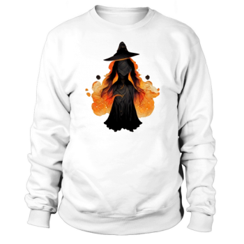 Witch With Fire Magic Halloween Sweatshirt