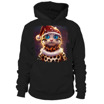 Christmas Cute Leopard With Santa Hat Hoodies