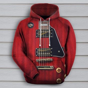 Loose Red Guitar Pattern Music Hoodie