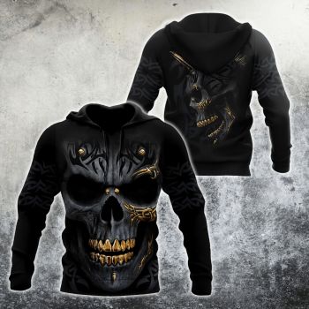 Popular And Vintage Black Skull Pattern Skull Hoodie