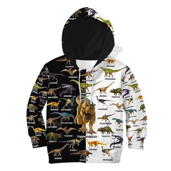 Fashion And Gorgeous White Black Dinosaurs Pattern Animals Hoodie