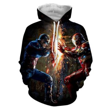 Captain America Iron Man Hoodies Pullover Black Hoodie