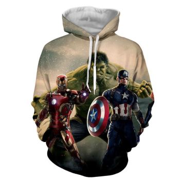 Captain America Iron Man Hulk Hoodies Pullover Grey Hoodie