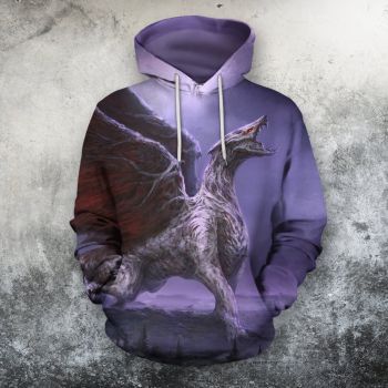 Pretty Purple Dragon Pattern Animals Hoodie