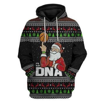  Vintage  Black Santa Claus Pattern Christmas Hoodie
