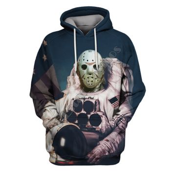 Loose Blue Skull Pattern Astronauts Hoodie