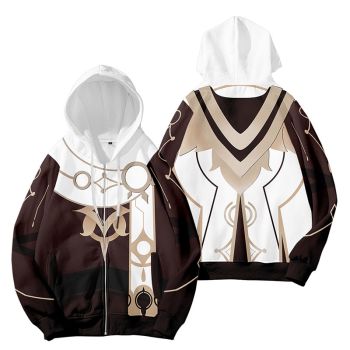 Durable Genshin Impact Aether Anime With Zipper Zip-Up Hoodie