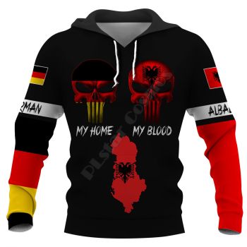 Vintage  And Loose Black Skull Pattern Skull Hoodie