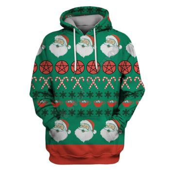  Classical  Green Santa Claus Pattern Christmas Hoodie