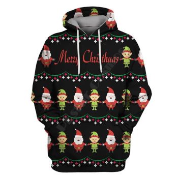  Precious And Cute Black Santa Claus Pattern Christmas Hoodie
