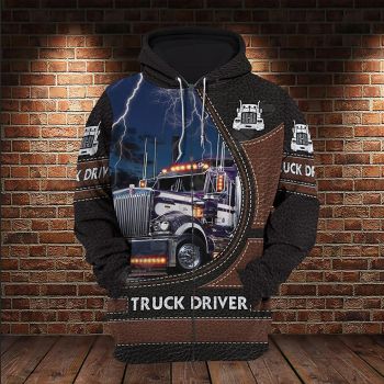  Loose Brown Truck Pattern Car Zip-Up Hoodie