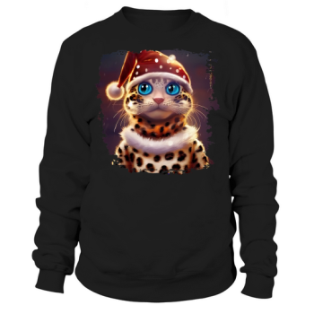 Christmas Cute Leopard With Santa Hat Sweatshirt