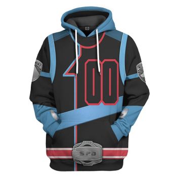 Vintage  Black Blue Totem Pattern Armor Hoodie