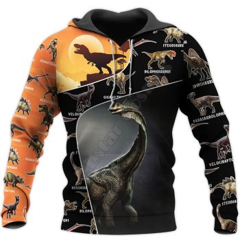 Popular Black Orange Dinosaurs Pattern Animals Hoodie