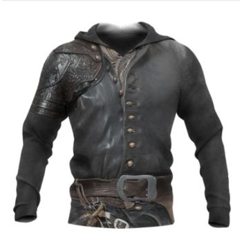  Popular And Vintage Black Armor Pattern Animals Hoodie