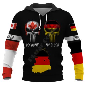 Oversize Black Skull Pattern Skull Hoodie