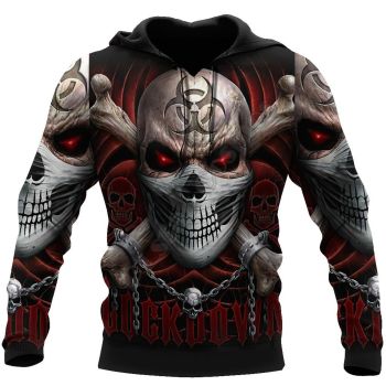 Pretty And Vintage  Red Black Skull Pattern Skull Hoodie