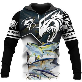 Fashion And Gorgeous Black Fish Pattern Animals Hoodie