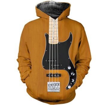 Vintage  Orange Strings Pattern Music Hoodie