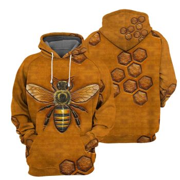  Pretty And Vintage  Brown Bee Pattern Animals Hoodie