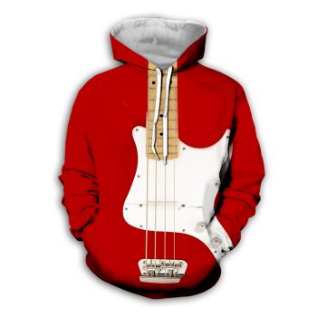 Vintage  Red Strings Pattern Music Hoodie