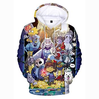 Undertale Hoodie &#8211; Colorful Sans Frisk Toriel Skull 3D Print Pullover Drawstring Hoodie