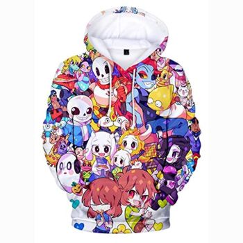 Undertale Hoodie &#8211; Colorful Undertale Characters Sans Skull 3D Print Pullover Drawstring Hoodie