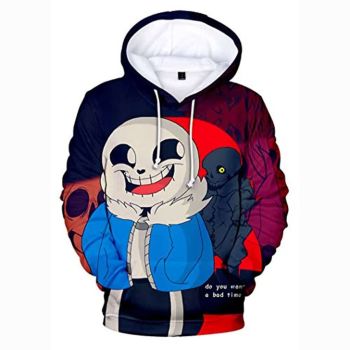 Undertale Hoodie &#8211; Cute Sans Skull 3D Print Pullover Drawstring Hoodie