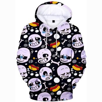 Undertale Hoodie &#8211; Sans Skull 3D Print Pullover Drawstring Hoodie