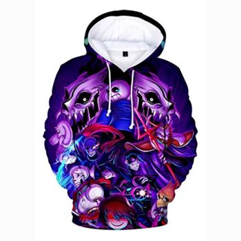 Undertale Hoodie &#8211; Sans Skull Purple 3D Print Pullover Drawstring Hoodie