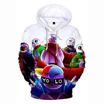Undertale Hoodie &#8211; Sans Skull White 3D Print Pullover Drawstring Hoodie