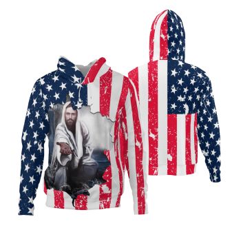  Loose And Gorgeous Black Red Star Pattern Jesus Hoodie