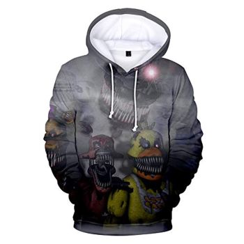 Unisex Five Nights at Freddy Hoodie 3D Print Pullover Cosplay Hooded Sweatshirt Costume for Men Kids