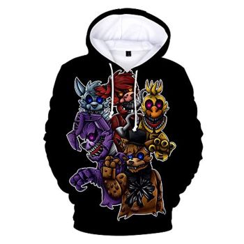 Unisex Five Nights at Freddy Hoodie 3D Print Pullover Cosplay Hooded Sweatshirt Costume for Men Kids