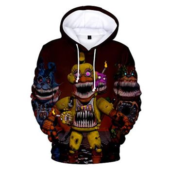 Unisex Five Nights at Freddy Hoodie 3D Print Pullover Cosplay Hooded Sweatshirt Costume for Men Kids