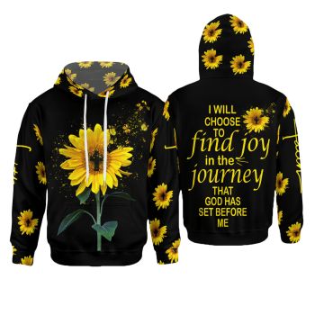  Temperament Black Sunflower Crosses Pattern Jesus Hoodie