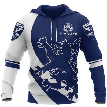 Loose Blue White Wolf Pattern Animals Hoodie