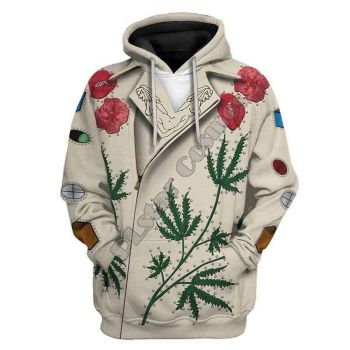 Classical And Elegance Brown Leaves Pattern Human Face Hoodie