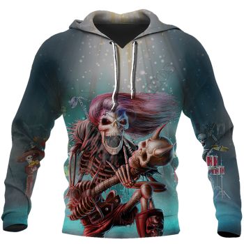 Classical And Elegance Green Racket Drums Pattern Music Hoodie