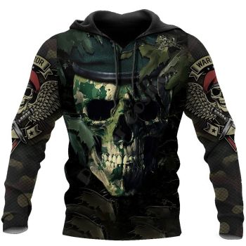 Classical  Black Green Skull Pattern Skull Hoodie