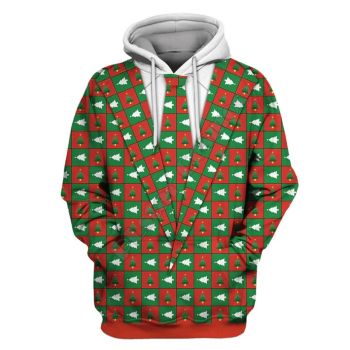  Precious Green Tree Pattern Christmas Hoodie