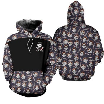  Loose Black Knives Clowns Pattern Halloween Hoodie