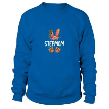 Flower Leopard Stepmother Bunny Women Girl Happy Easter Day Long Sleeve Sweatshirt