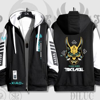 Black Temperament Genshin Impact Xiao Game Zip-Up Hoodie