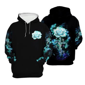  Fashion And Gorgeous Black Rose Pattern Jesus Hoodie