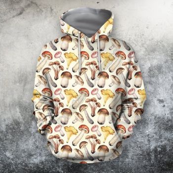  Loose White Mushroom Pattern Mushroom Hoodie