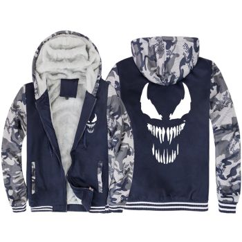 Venom Jackets &#8211; Solid Color Venom Movie Series Venom White Super Cool Fleece Jacket