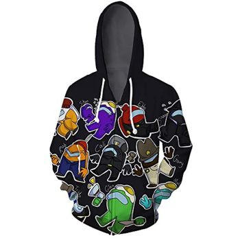 Video Game Among Us Hooded Jacket &#8211; 3D Print Black Drawstring Zip Up Hoodie