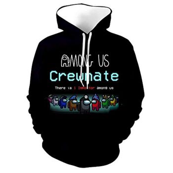 Video Game Among Us Hoodie &#8211; 3D Print Among Us Crewmate Pullover Drawstring Hoodie